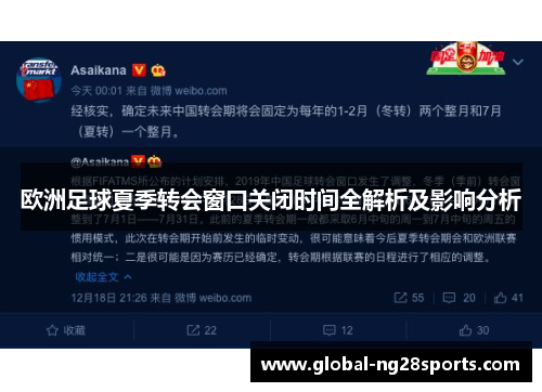 欧洲足球夏季转会窗口关闭时间全解析及影响分析